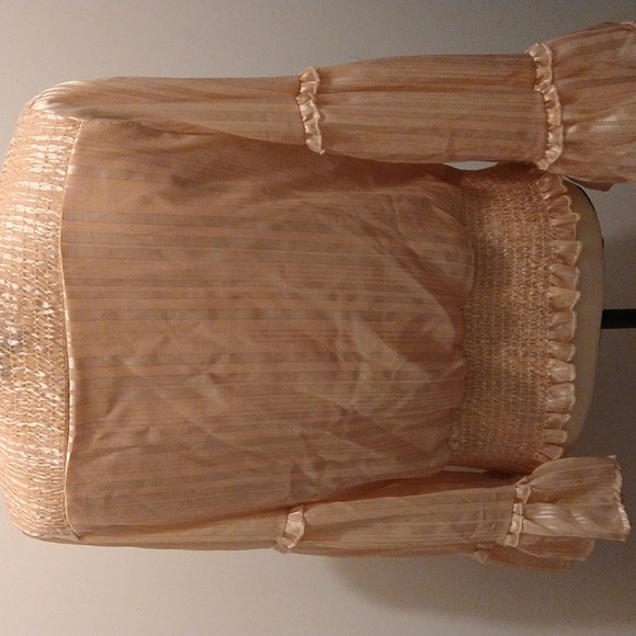 Angie Long Flare Layered Sleeves Pull Over Top Blouse Size L Pink #W-541 - Picture 10 of 13